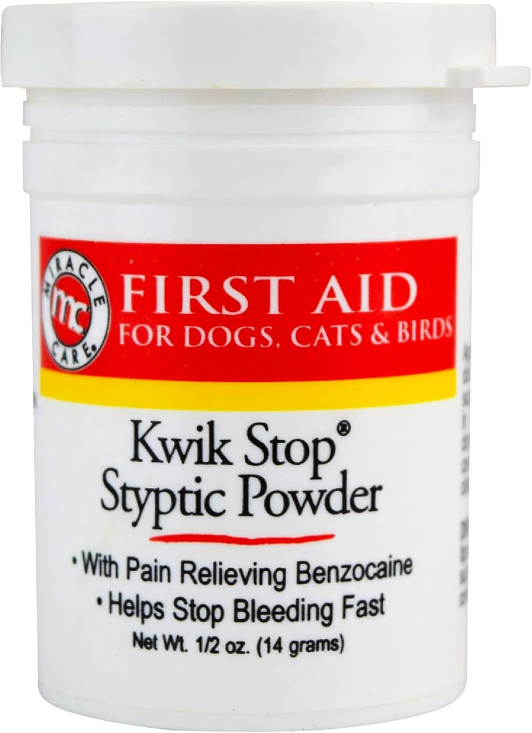 Miracle Care Kwik Stop Styptic Powder for Dogs, Cats, and Birds, 0.5 Ounce