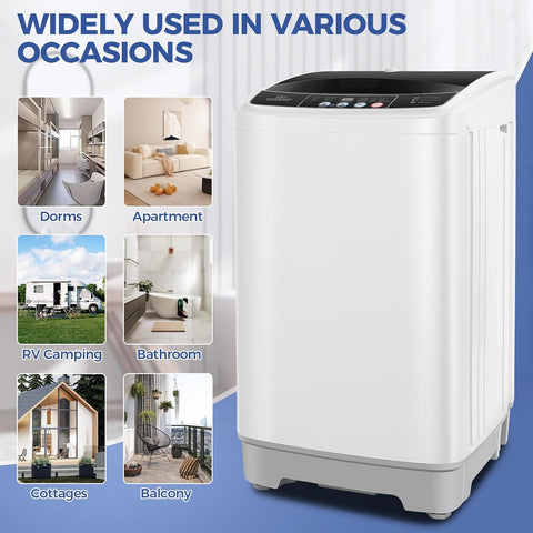 Nictemaw Portable Washing Machine with Drain Pump, 17.8Lbs for Apartment