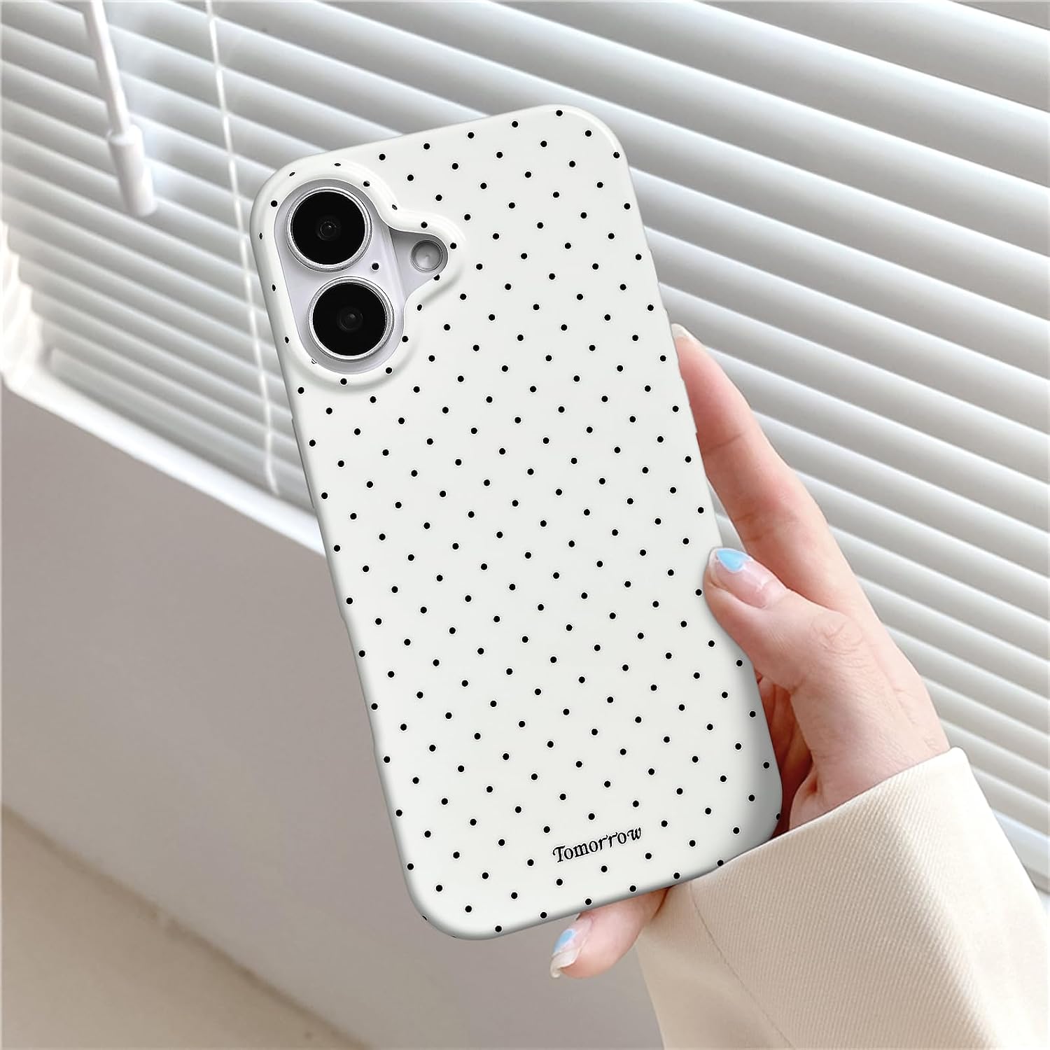 inewateri for iPhone 17 Case Cute Polka Dot Aesthetics Soft TPU Case-White