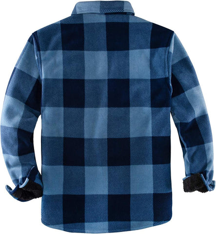 ZENTHACE Men's Warm Sherpa Lined Plaid Shirt Jacket