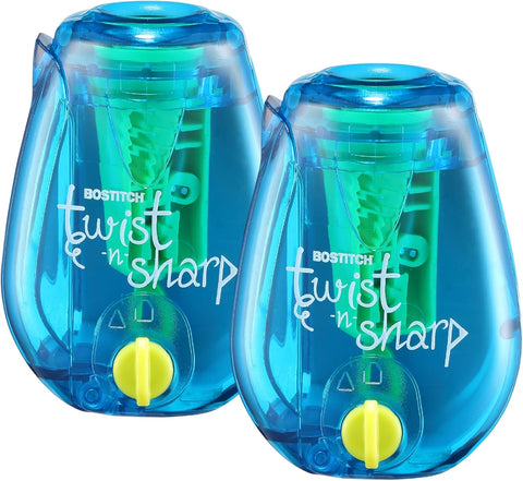 Bostitch Twist-n-Sharp Handheld Pencil Sharpener for Kids, Blue