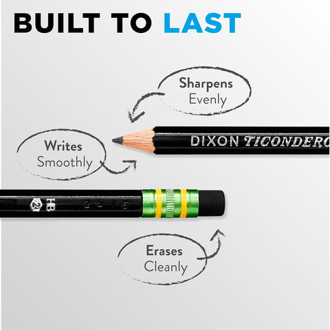 Ticonderoga Wood-Cased Pencils, #2 HB Soft, Black, 12 Count