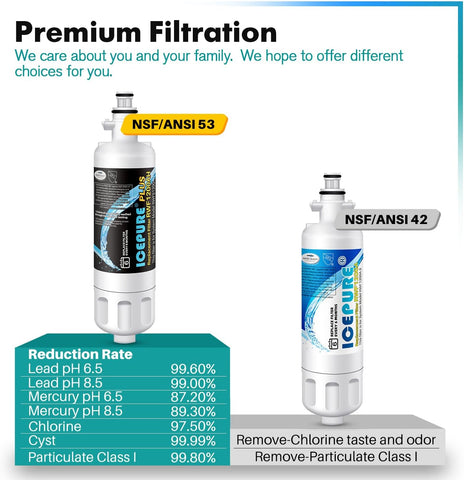 ICEPURE PLUS 9690 NSF/ANSI 53 &42 Filter Compatible with LG LT700P,3 Combo