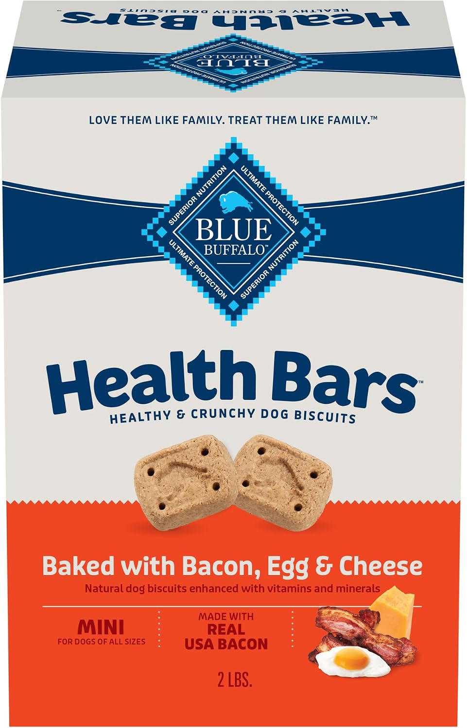 Blue Buffalo Health Bars Bacon Egg & Cheese Mini Dog Biscuits, 2 lb