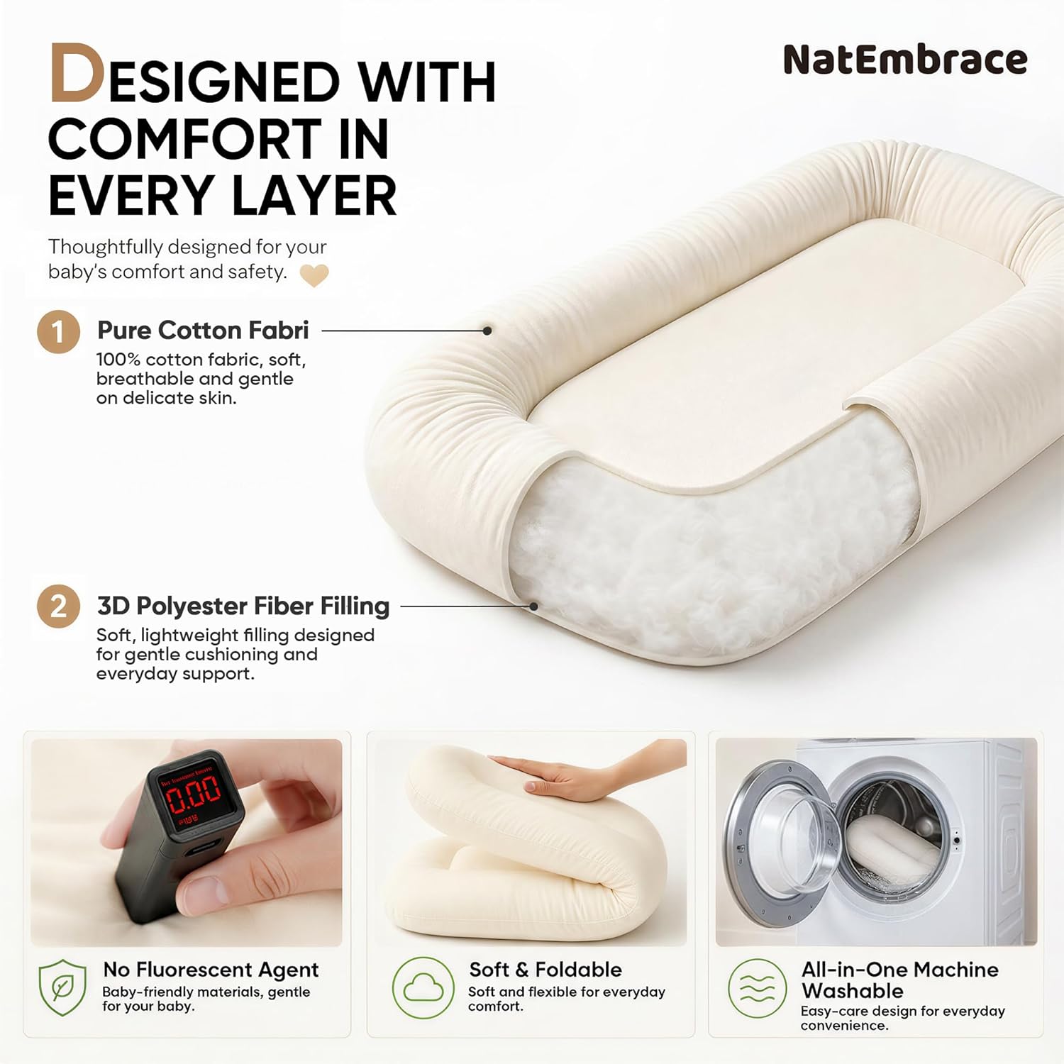 Baby Lounger, Infant Support Cushion for Newborn 0-24 Months