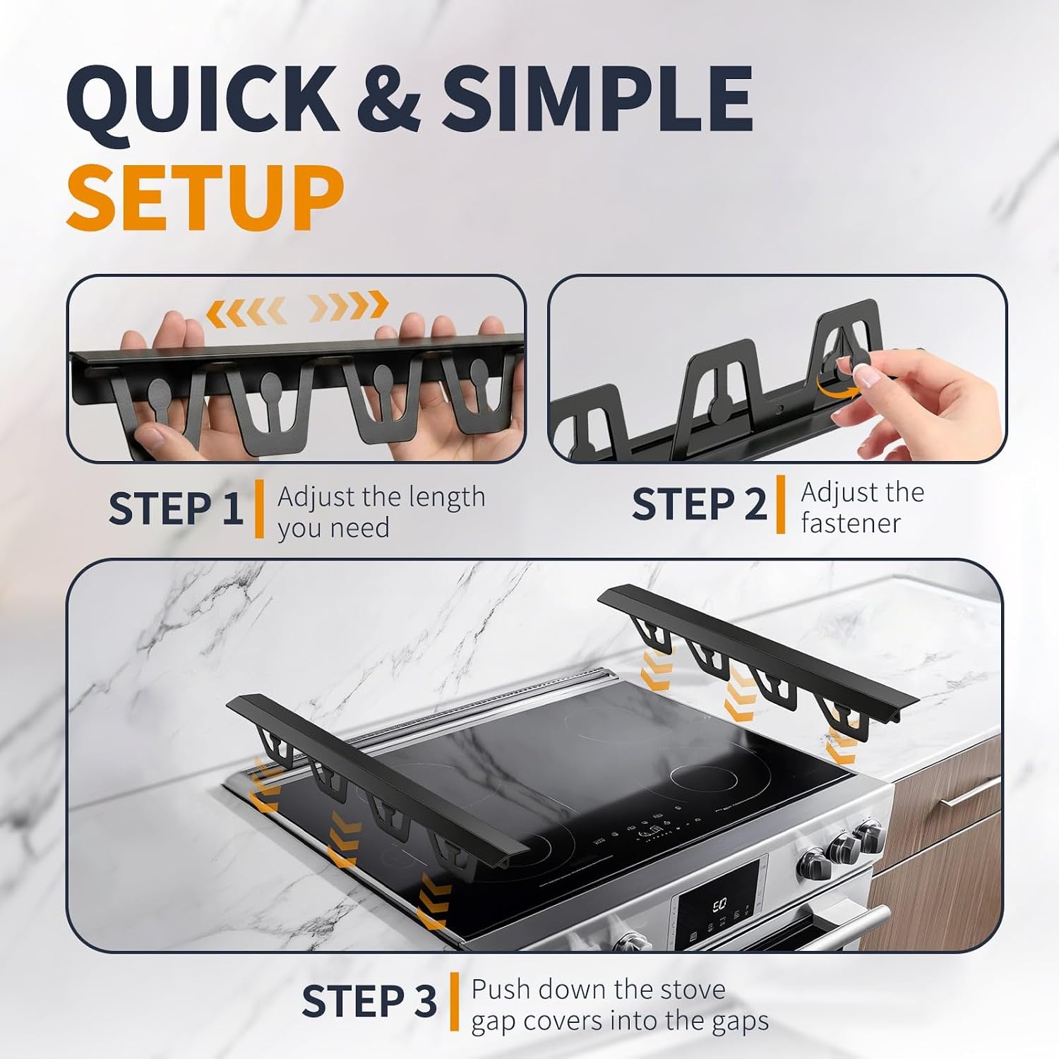 T-Shape Stove Gap Covers Stainless Steel, 2 Pack Stove Gap Filler Easy Retractable Length 13.8" to 27.5", Width 1.85" - ALMCALS Oven Gap Filler Stove Guards Range Trim Kit
