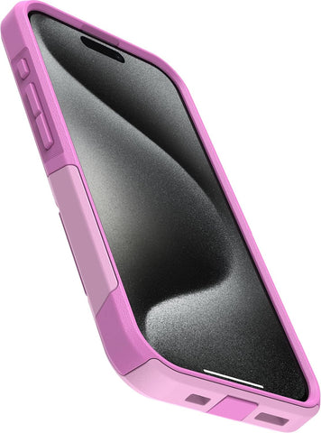 OtterBox iPhone 15 Pro (Only) Commuter Series Case - Run Wildflower (Pink), Slim & Tough, Pocket-Friendly, with Port Protection