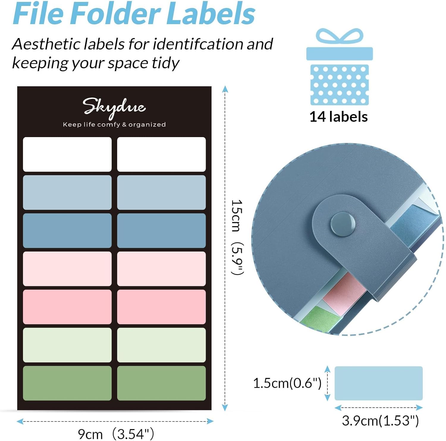 SKYDUE Expanding File Organizer with 8 Pockets, Accordion File Folders with Labels, Portable Document Paper Bill Receipt Organizer, Home College School Office Supplies, Letter Size, Blue