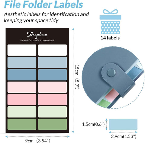 SKYDUE Expanding File Organizer with 8 Pockets, Accordion File Folders with Labels, Portable Document Paper Bill Receipt Organizer, Home College School Office Supplies, Letter Size, Blue