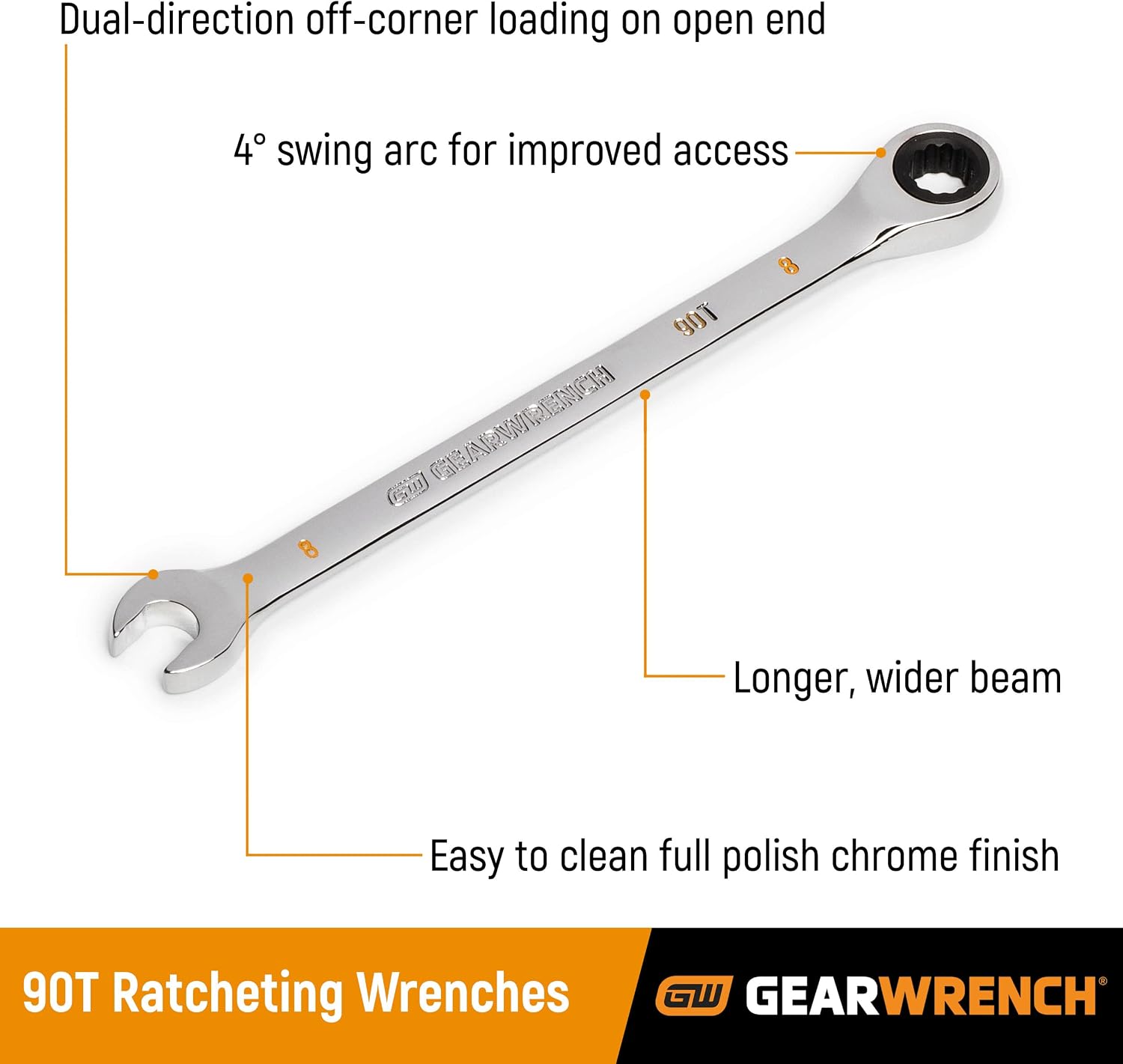 GEARWRENCH 1" 90T 12 Point Ratcheting Combination Wrench | 86953