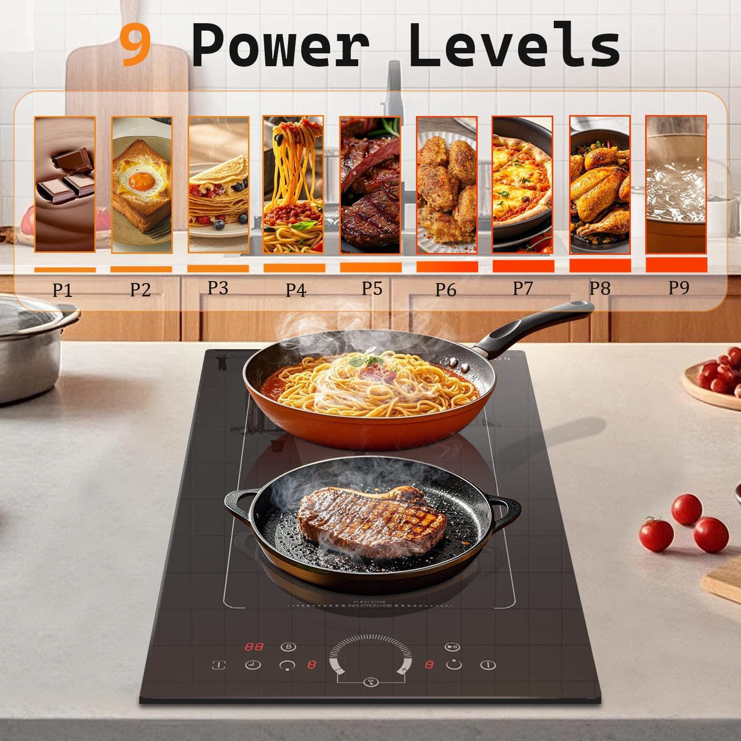 Noxton Double Induction Cooktop, Upgraded Induction Stovetop with Flex Zone