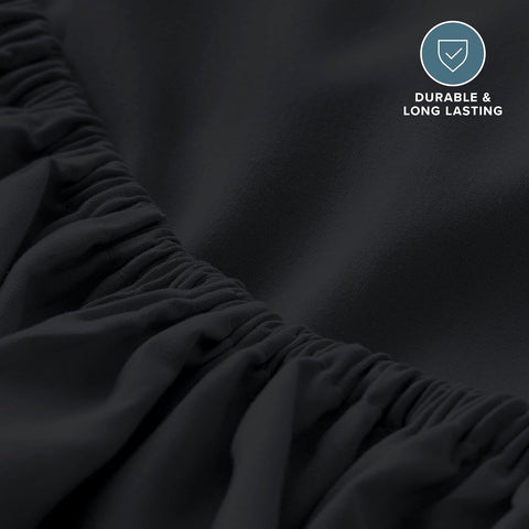 Bare Home Full XL Fitted Sheet - 1800 Ultra-Soft (Full XL, Black)