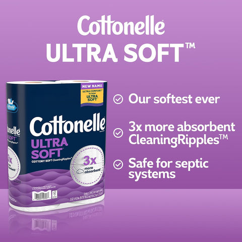 Cottonelle Ultra Soft Toilet Paper, 9 Mega Rolls = 36 Regular Rolls