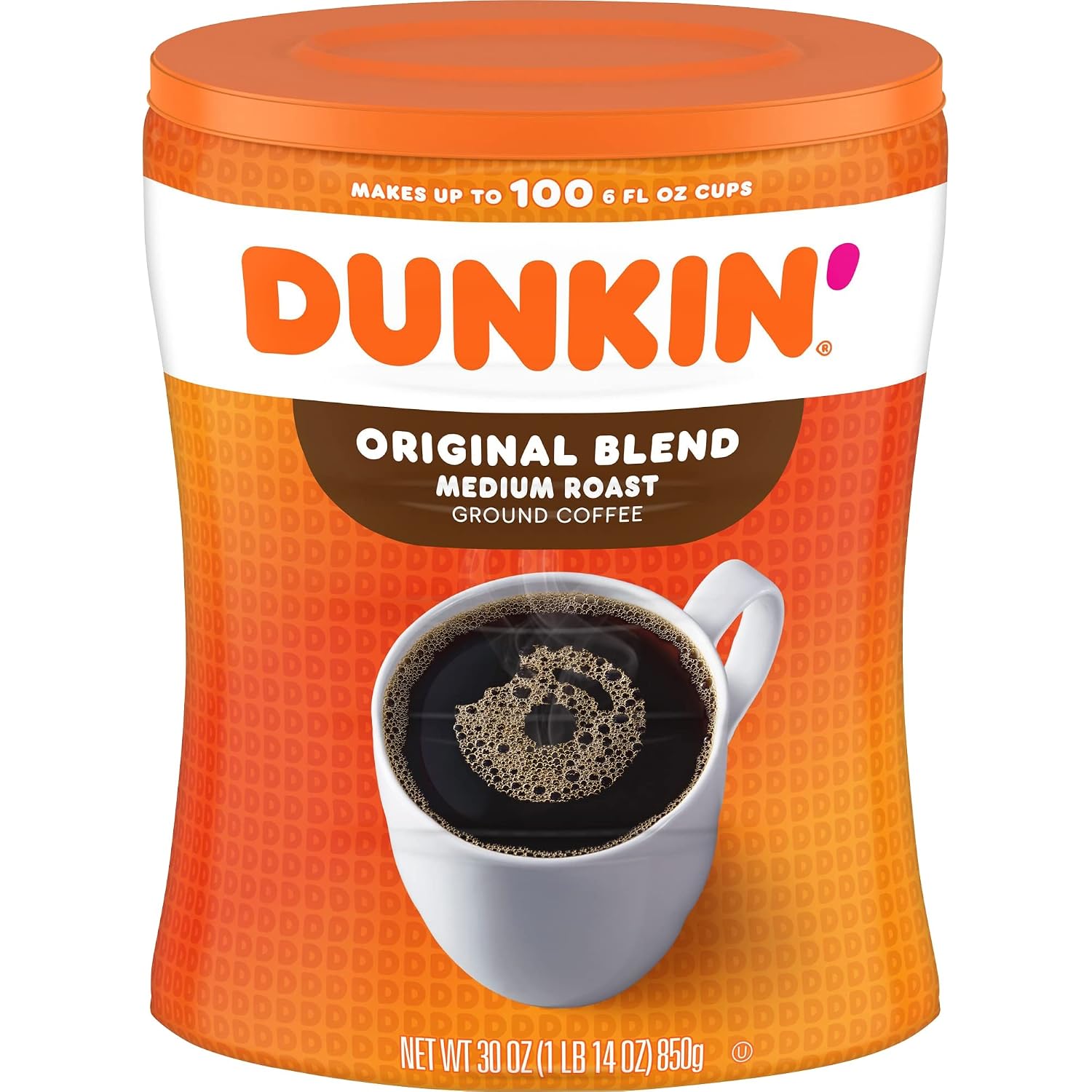 Dunkin' Original Blend Ground Coffee, Medium Roast, 30-Ounce Canister (Pack of 4)