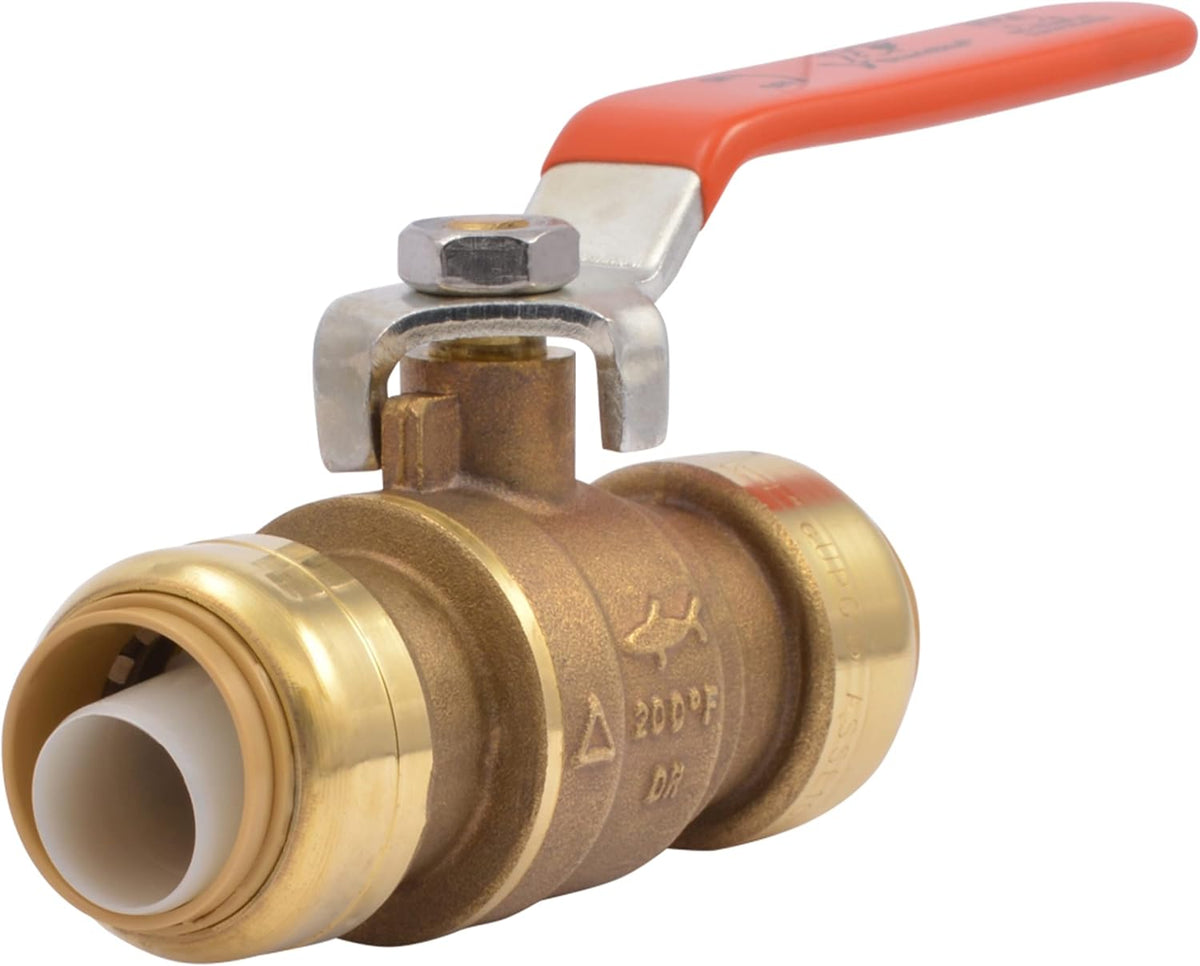 SharkBite 3/4 Inch Ball Valve, Push to Connect Brass Plumbing Fitting, Water Shut Off, PEX Pipe, Copper, CPVC, PE-RT and HDPE Pipe, 22185-0000LFA
