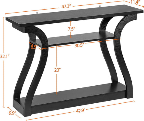 ZenStyle Wood Console Table, 3 Tier Modern Accent Sofa Table for Entryway, Living Room, Hallway, 49 in Wide, Easy Assembly