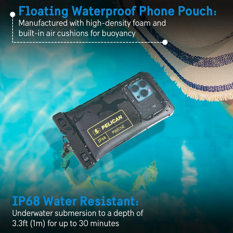 Pelican 2 Pack Marine Waterproof Phone Pouch (Regular) -Black/Hi-Vis Yellow