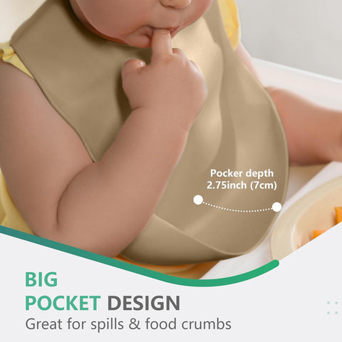 Cuddle Campus Set of 3 Silicone Bibs, Soft Adjustable Bibs for Boys & Girls