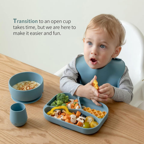 SAMiGO Silicone Baby Cups for 6-12 Months, Tiny Open Cups for Training and Water Drinking, Baby Led Weaning Supplies, 2 OZ