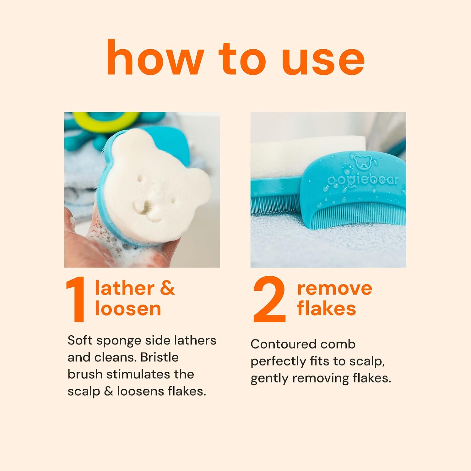 oogiebear Cradle Cap Brush Kit, 5 Piece, Includes 2 Replacement Sponges