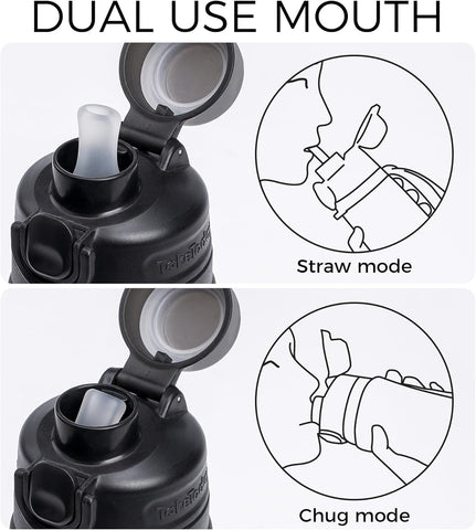 TakeToday Collapsible Water Bottles 21oz (600mL), Foldable Platinum Silicone Travel Water Bottle with Straw & Carry Strap, Leak-Resistant Screw Lid, Wide Mouth, BPA-Free for Hiking, Camping, Travel