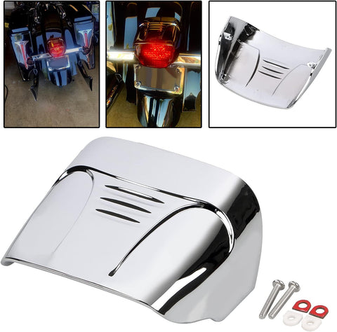 Chrome ABS Plastic Taillight Cover without Slots Rear Tail Light Visor Cover for Harley Wide Glide Touring Street Electra Glide Road King Glide Softail Sportster 1973-2023