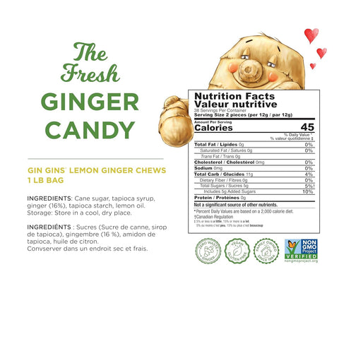 GIN GINS Lemon & Mandarin-Orange Ginger Chew – Variety Pack – 1 lb 2PK