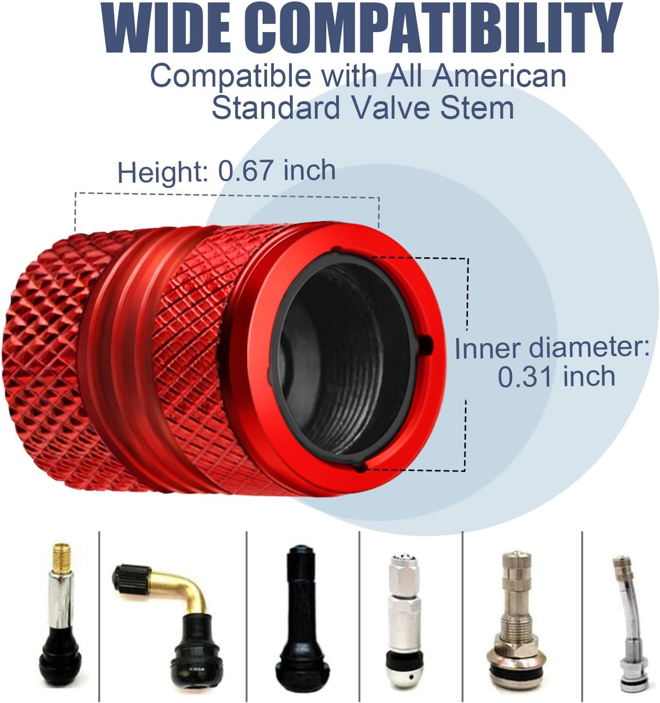 Tire Valve Stem Caps - 4 Pack Anti-Corrosion Premium Anodized Alloy Tyre Air Valve Caps Universal for Car SUV Bike Red