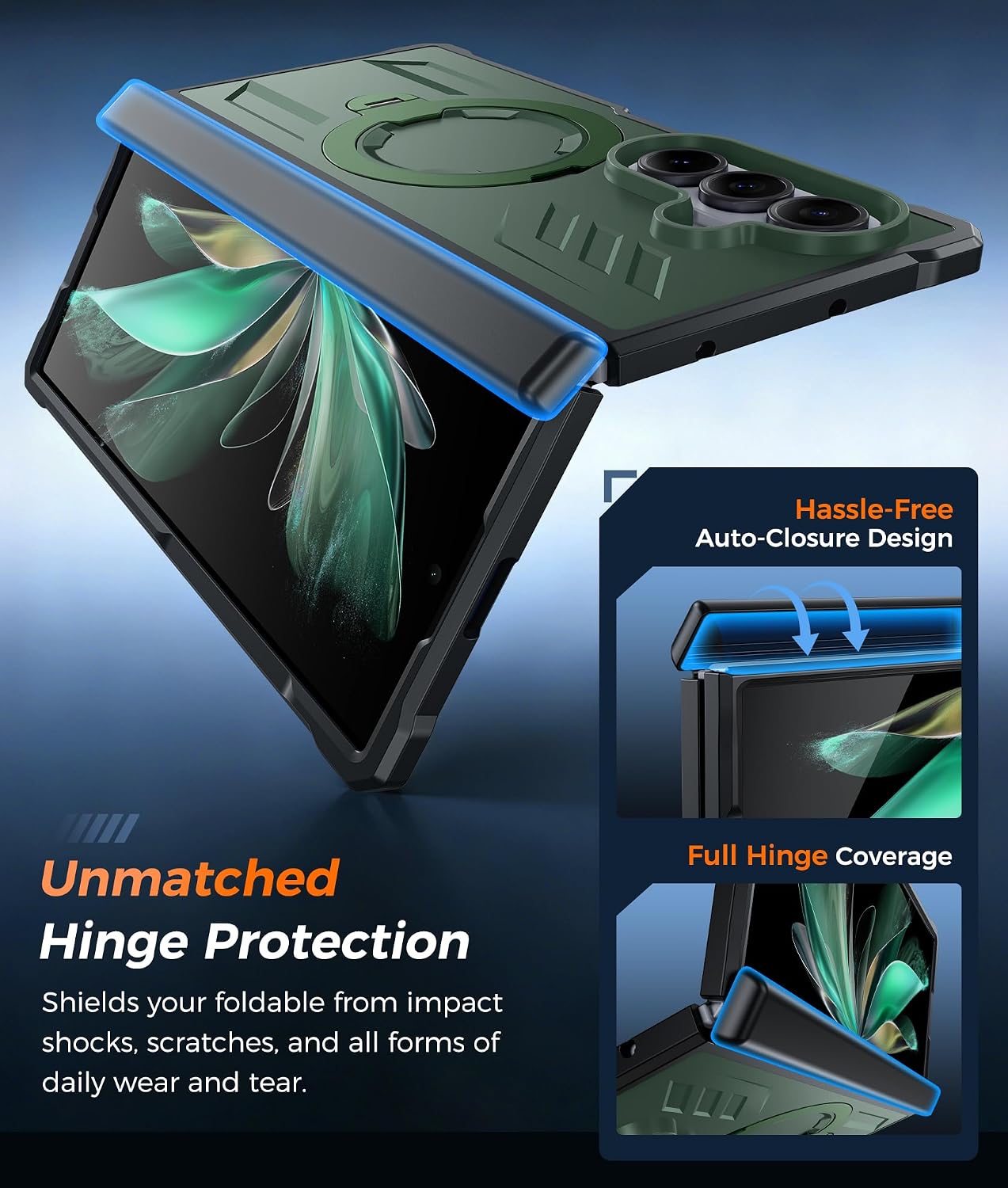 FNTCASE for Samsung Galaxy Z Fold 8 Ultra Case with 360 Magnetic Kickstand
