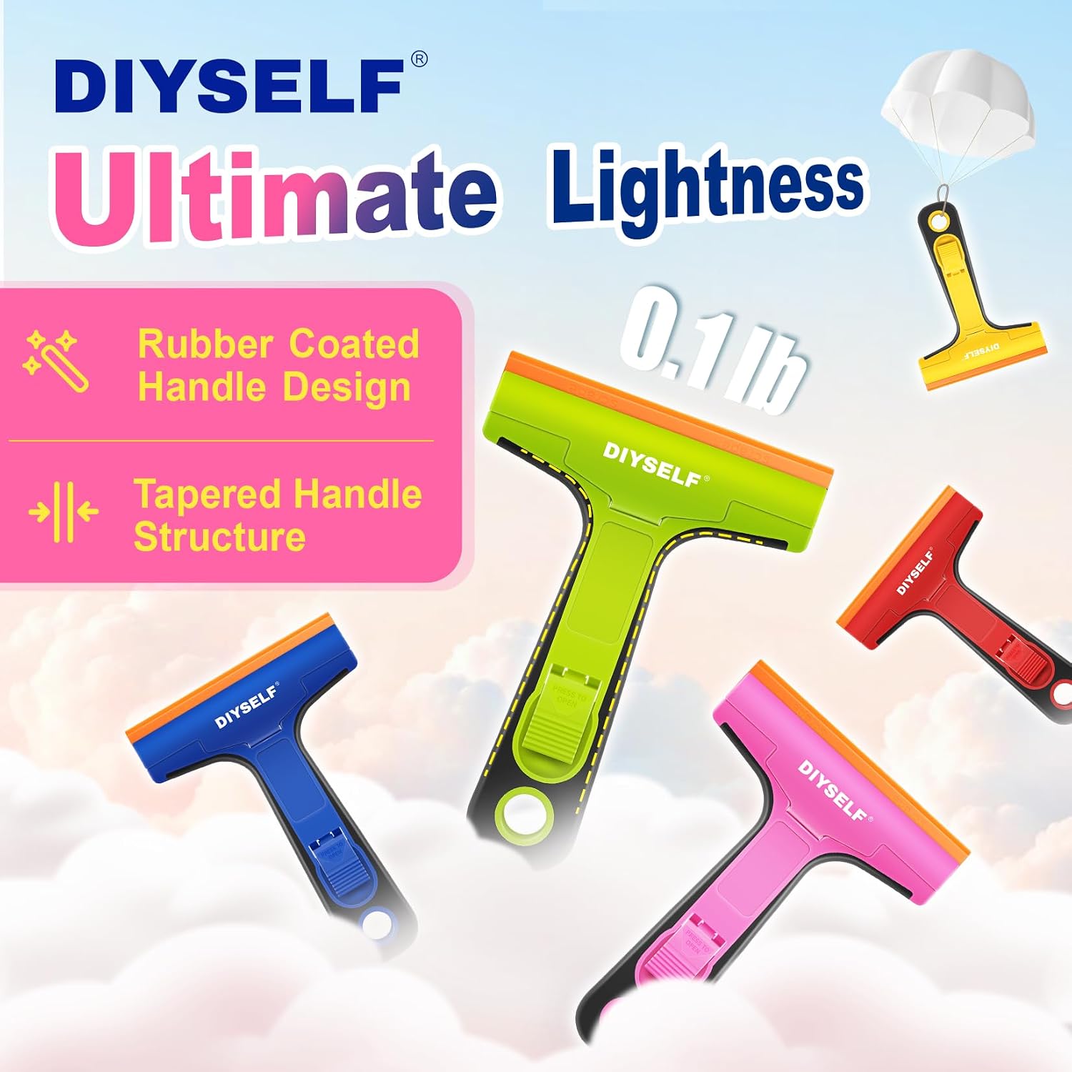 DIYSELF Window Scraper with 5 Pcs 4-Inch Plastic Razor Blades for Windows