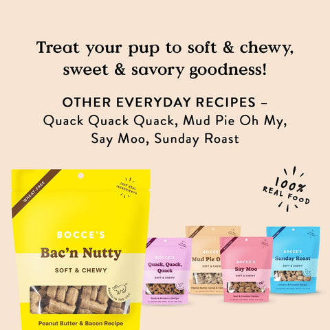 Bocce's Bakery Bac'n Nutty Soft & Chewy Dog Treats, PB & Bacon Flavor (6oz)