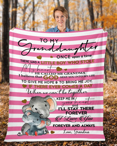 NAZENTI Elephant Custom Name Granddaughter Blanket, to My Granddaughter Blanket, Personalized Granddaughter Blanket from Grandma Grandpa, Birthday for Granddaughter