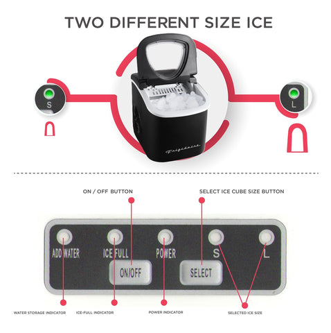 FRIGIDAIRE EFIC128AMZBLK Compact Countertop Ice Maker, 26 lb per Day, Black
