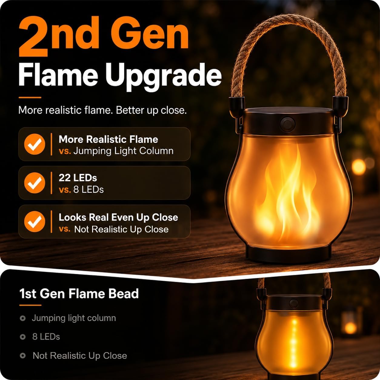Solar Lanterns Outdoor Waterproof 6-Pack, 2nd Gen Flickering Flame Effect