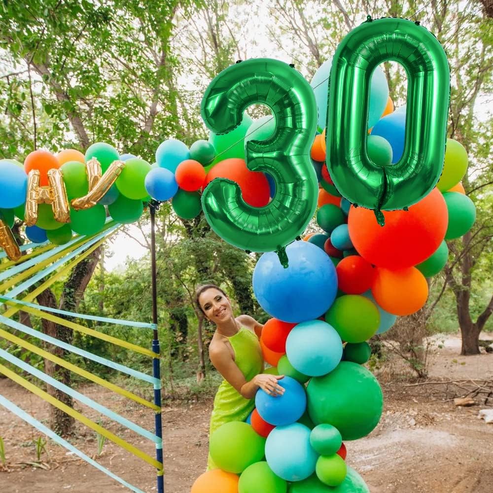 TONIFUL 40 Inch Dark Green Number 0 Balloon Large Foil Birthday Party Decor