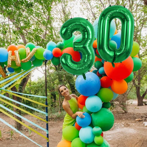 TONIFUL 40 Inch Dark Green Number 0 Balloon Large Foil Birthday Party Decor