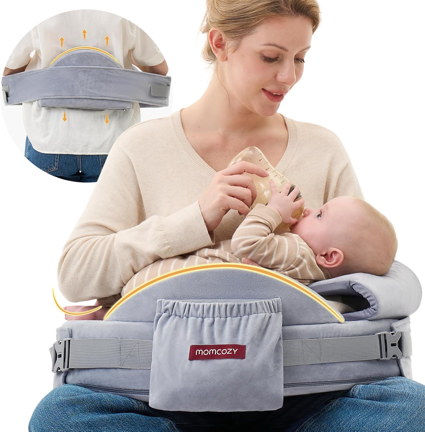 Momcozy CozyPro Nursing Pillow for Breastfeeding with Lumbar & Arm Support