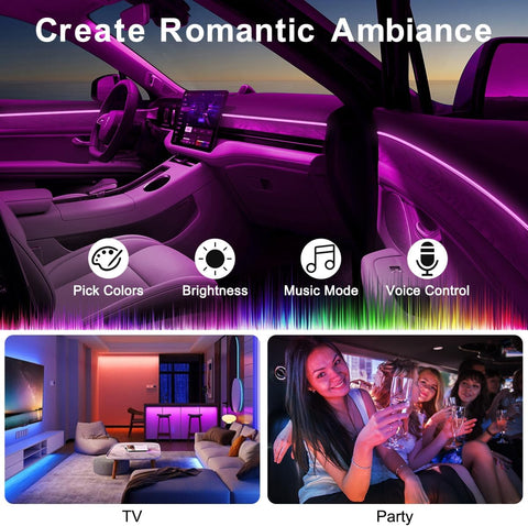 Interior Car LED Lights, 5 in 1 RGB Car Ambient Lighting Kit, APP Control