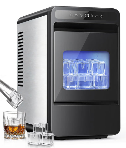 1.6" Clear Ice Cube Maker, 4 Large Square Ice Cube in 25 Mins