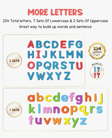 Gamenote Magnetic Alphabet Letters Kit, 238 Pcs with Magnet Board