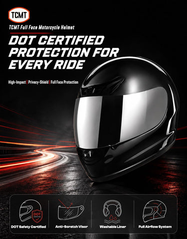 TCMT Full Face Motorcycle Helmet for Adults Men Women