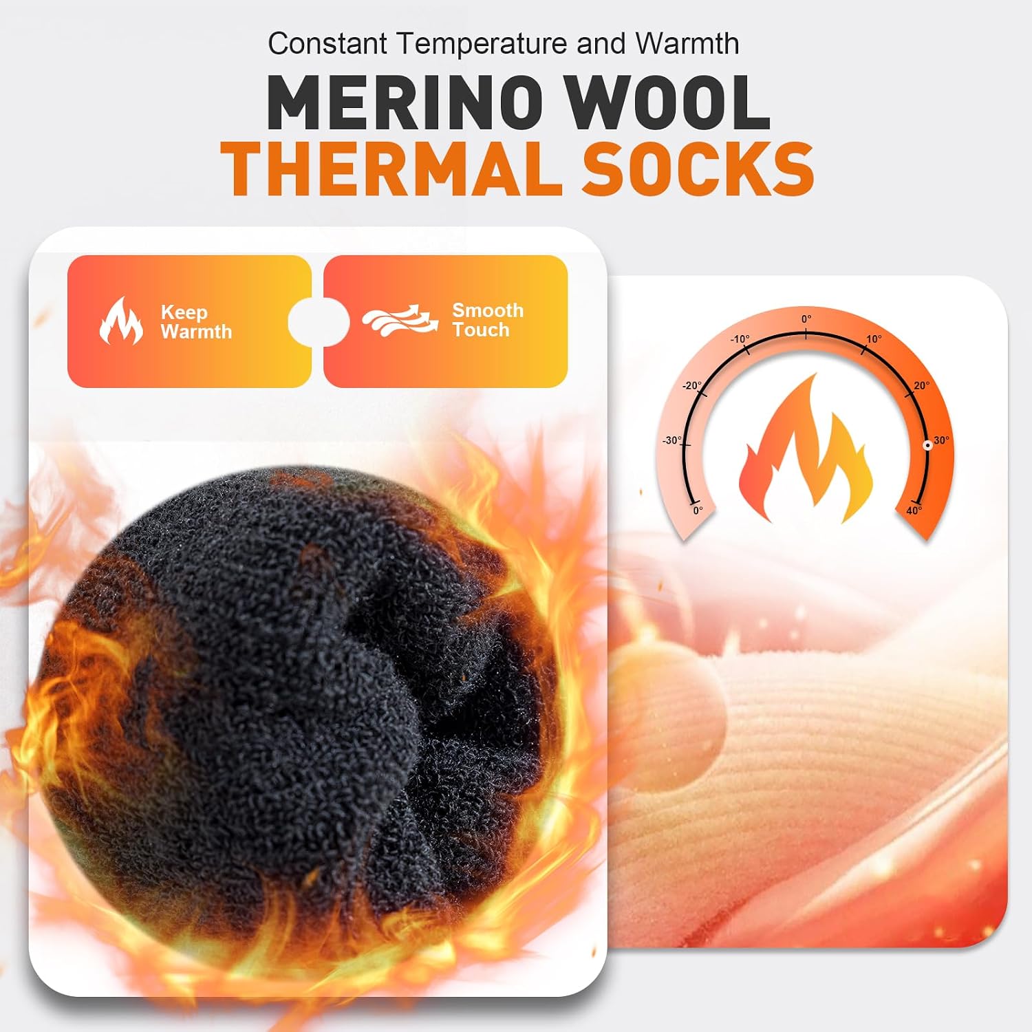 Niorasen Merino Wool Socks for Men & Women, Thermal Winter Crew Warm Socks