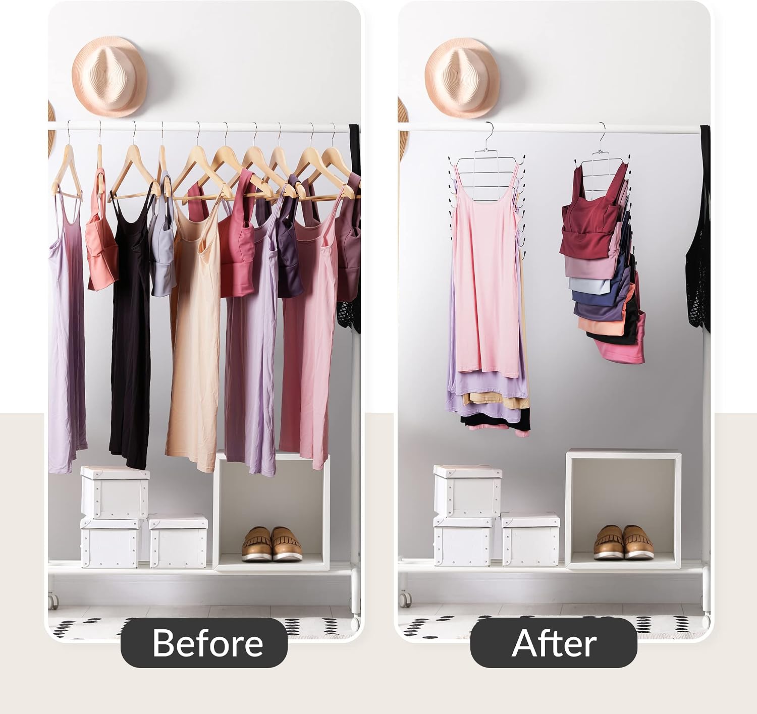 ZEDODIER 4 Pack Tank Top Hanger, Bra Organizer for Closet, Space Saving