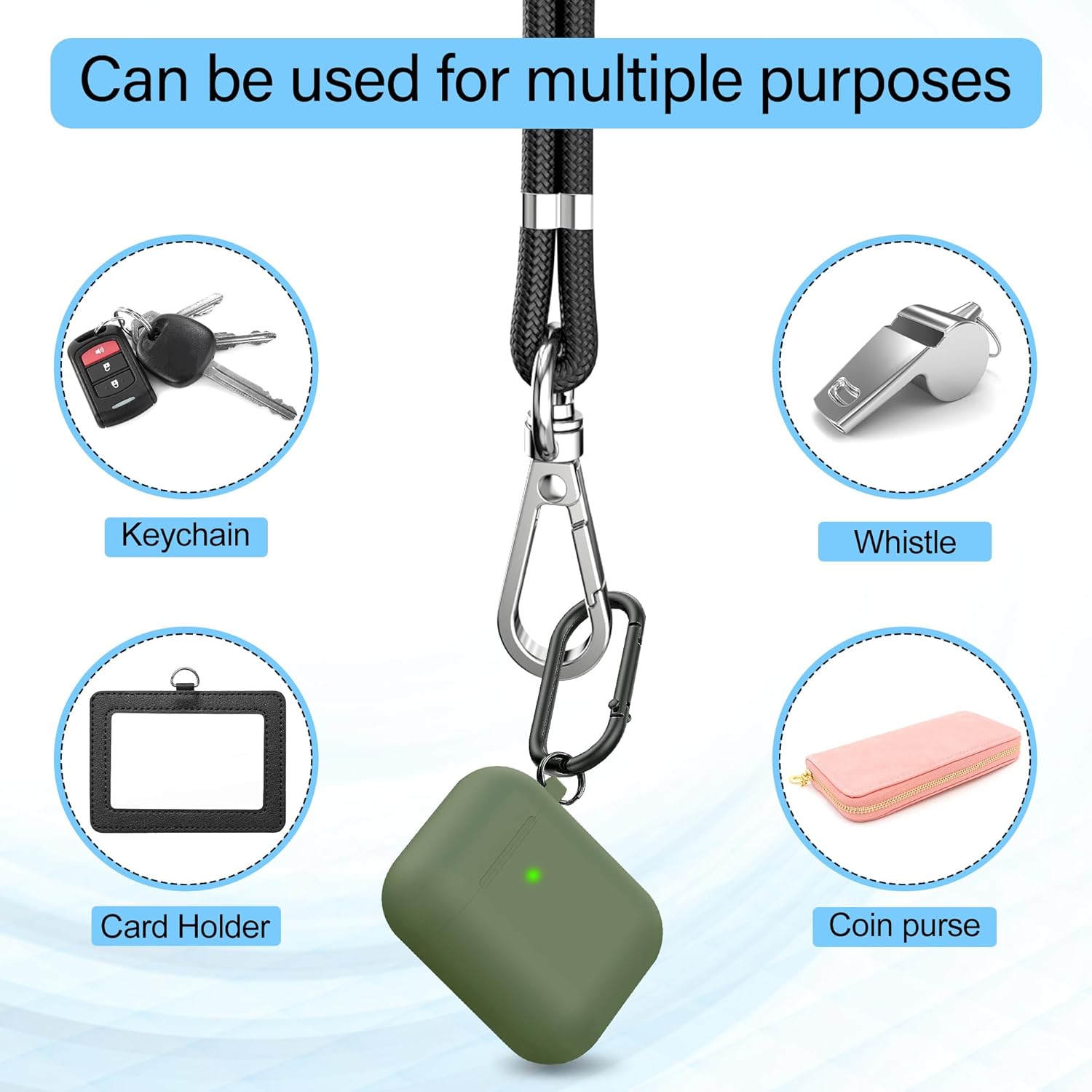 takyu Cell Phone Lanyard, Crossbody Phone Lanyard Adjustable Neck Strap and 2 Pack Phone Wrist Strap with Phone Tether Patches for Most Smartphones-2Black+Grey