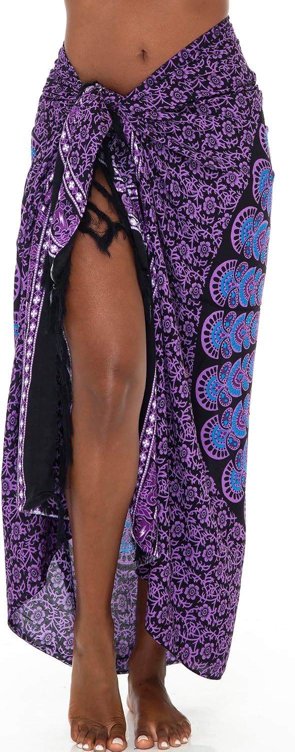 SHU-SHI Sarong Wraps For Women Long Beach Cover ups Pareo Bathing Suit Wrap Skirt Mandala Sarongs Coverup
