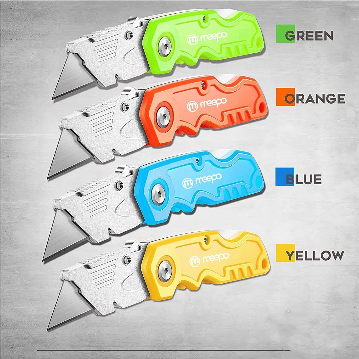 M MEEPO 20-Pack Box Cutter, Bulk Folding Utility Knife w/ 50 pcs Blade