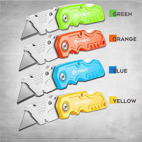 M MEEPO 20-Pack Box Cutter, Bulk Folding Utility Knife w/ 50 pcs Blade