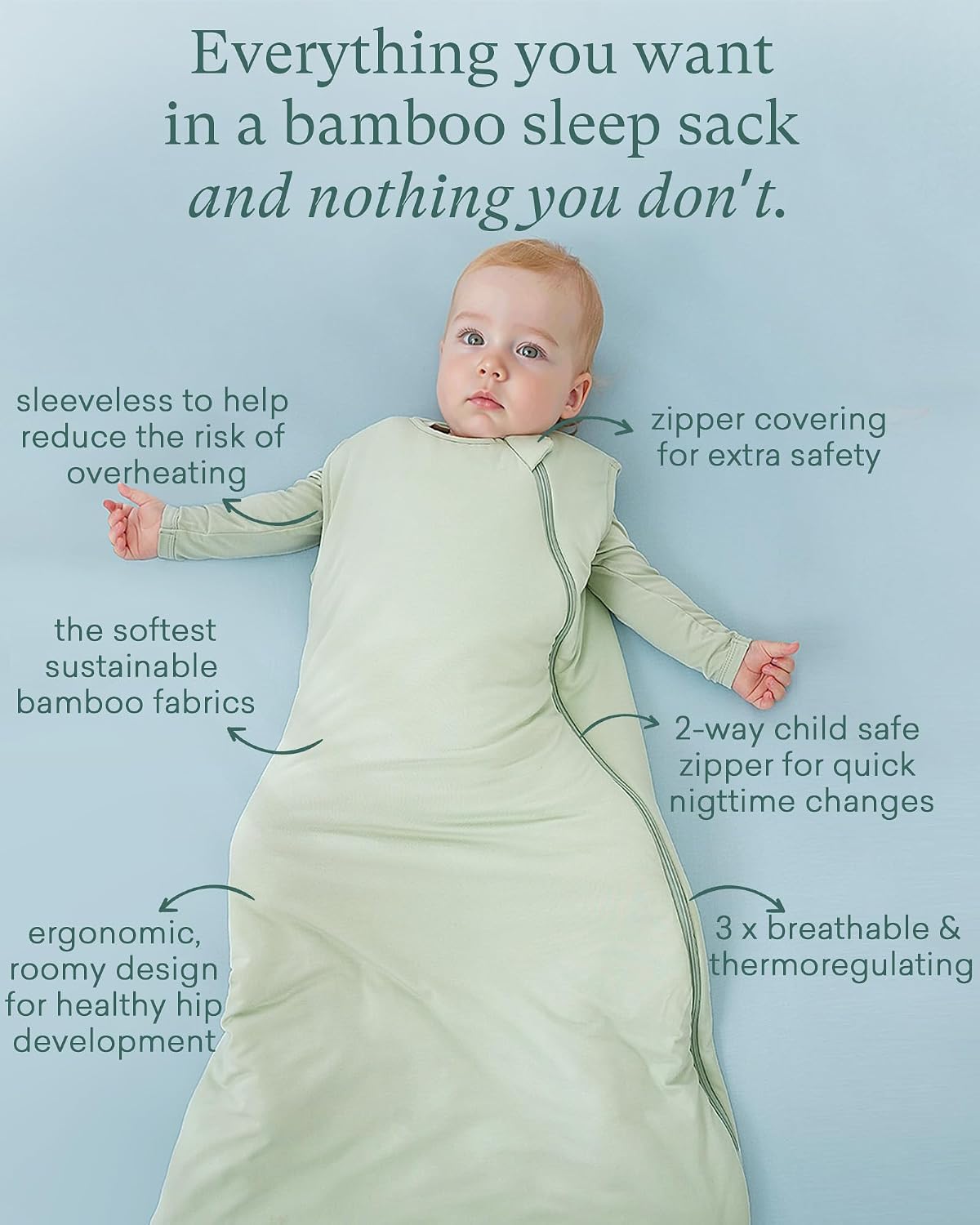 PurComfy Supersoft Bamboo Viscose Sleep Sack, 1.0 TOG Baby Sleeping Bag