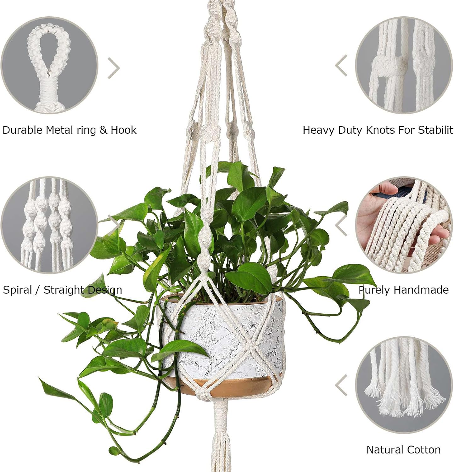 MIPON 3 Pack Macrame Plant Hangers, Hanging Planters for Indoor Plants