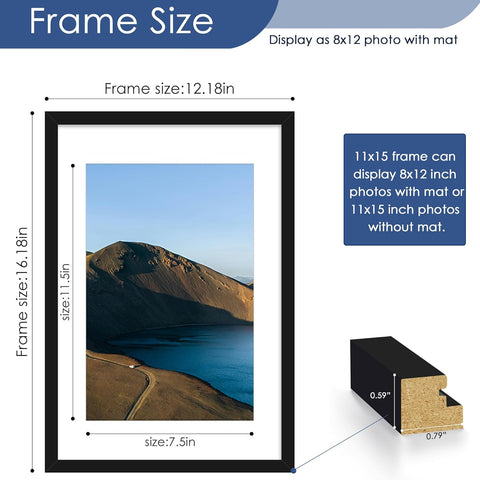 PEALSN 11x15 Picture Frame Set of 6, Wall Mount Display, Black